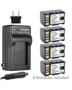 Kastar Battery (4-Pack) and Charger Kit for JVC BN-VF815 BN-VF815U and GZ-MG132 GZ-MG133 GZ-MG134 GZ-MG135 GZ-MG148 GZ-MG150 GZ-MG155 GZ-MG157 GZ-MG175 GZ-MG177 GZ-MG230 GZ-MG255 GZ-MG275 GZ-MG330