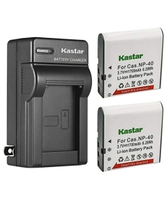 Kastar 2-Pack Battery and AC Wall Charger Replacement for Casio CNP-40 Battery Exilim Zoom EX-Z50, Exilim Zoom EX-Z500, Exilim Zoom EX-Z55, Exilim Zoom EX-Z57, Exilim Zoom EX-Z600, Exilim Zoom EX-Z450