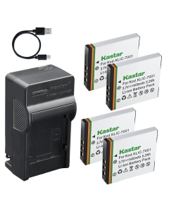 Kastar 4-Pack Battery and AC & USB-C Charger, Compatible with Kodak KLIC-7001, EasyShare M320 M340 M341 M753 M763 M853 M863 M893 M1063 V550 V570 V610 V705 V750, BenQ E1050 E1220, Agfa 1338 2338mt