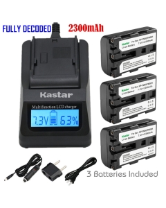 Kastar Ultra Fast Charger Kit and 3 X NP-FM50 InfoLithium Battery for Select Sony M Type Equivalent Camcorder/Digital Camera