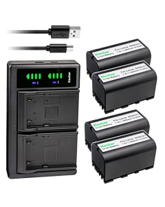 Kastar 4-Pack Battery and LTD2 USB Charger Compatible with GEOMAX ZBA200, ZBA400, 724117 Battery, GEOMAX Stonex R6, Stonex R6+, Zoom 10, Zoom 20, Zoom 30, Zoom 35, Zoom 80, ZT80+, Zenith 50 Survey