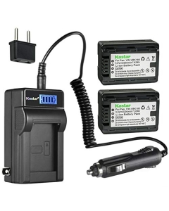 Kastar 2-Pack VW-VBK180 Battery and LCD AC Charger Compatible with Panasonic SDR-HS85PC, SDR-H95, SDR-H95K, SDR-S45, SDR-S50A, SDR-S50K, SDR-S50N, SDR-S50P, SDR-S50PC, SDR-S70, SDR-S70K, SDR-S70P