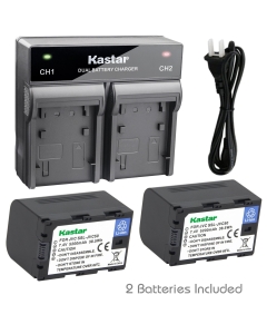 Kastar 2X Battery + Fast Dual Charger for JVC SSL-JVC50 SSL-JVC75 BN-S8I50 and JVC GY-HMQ10 GY-LS300 GY-HM200 GY-HM200SP Sports GY-HM600 GY-HM620U GY-HM650 GY-HM660U GY-HM660SC DT-X Monitors Series