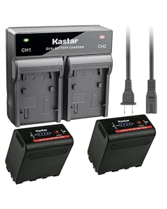 Kastar 2 Pack Battery and Dual Rapid Charger Replacement for Sony NP-F980 Pro NP-F960 HDR-AX2000 HDR-FX1 HDR-FX1000 HDR-FX1000E HDR-FX7 HDR-FX7E HVL-20DW HVL-20DW2 HVL-LBPA HVL-ML20
