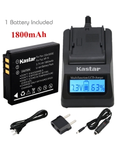 Kastar Fast Charger + Battery 1x for Panasonic Lumix CGA-S005 CGA-S005A/1B CGA-S005E CGA-S005GK DMW-BCC12 & Lumix DMC-FS1 DMC-FS2 DMC-FX01 DMC-FX07 DMC-FX1 DMC-FX3 DMC-FX180 DMC-LX1 DMC-LX3