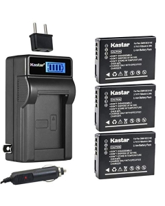 Kastar 3-Pack DMW-BCG10 Battery and LCD AC Charger Compatible with Panasonic DMW-BCG10E DMW-BCG10GK DMW-BCG10PP Battery, Panasonic DE-A65 DE-A66 Charger, Panasonic DMC-TZ6 TZ65 ZR3 ZS5 ZS25 ZX1 ZX3