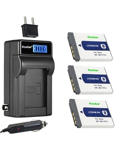 Kastar 3-Pack NP-BD1 Battery and LCD AC Charger Compatible with Sony Cyber-Shot DSC-T90, Cyber-Shot DSC-T200, Cyber-Shot DSC-T300, Cyber-Shot DSC-T500, Cyber-Shot DSC-T700 Cameras