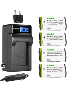 Kastar 4-Pack DB-50 Battery and LCD AC Charger Compatible with Ricoh DB-50 DB50 Battery, Ricoh BJ-5 BJ5 Charger, Ricoh Caplio R1, Caplio R1S, Caplio R1V, Caplio R2, Caplio RZ1 Camera