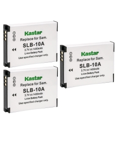 Kastar 3-Pack SLB10A Battery Replacement for Samsung M110, M310, M310W, NV9, P800, P1000, PL50, PL51, PL55, PL60, PL65, PL70, SL102, SL202, SL310, SL420, SL502, SL620, SL720, SL820, ST1000, TL9 Camera