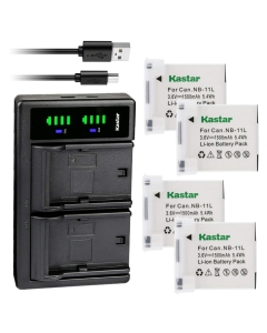 Kastar 4-Pack NB-11L Battery and LTD2 USB Charger Replacement for Canon IXUS 135, IXUS 137, IXUS 140, IXUS 145, IXUS 147, IXUS 150, IXUS 155, IXUS 157, IXUS 160, IXUS 165, IXUS 170, IXUS 172, IXUS 175