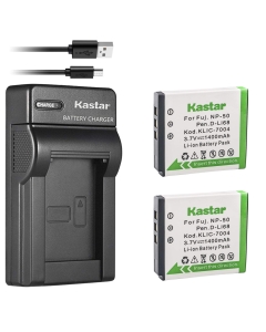 Kastar Battery (X2) & Slim USB Charger for Fujifilm NP-50 BC-50 BC-45W and Fuji FinePix F200EXR F75EXR F70EXR F100fd F60fd F50fd XF1 XP100 XP150 XP170 X20 F605EXR F660EXR F775EXR F900EXR Cameras