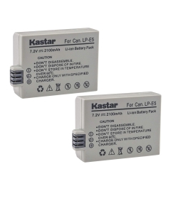 Kastar LP-E5 Battery (2-Pack) for LP-E5, LC-E5E and Canon EOS 450D, 500D, 1000D, Kiss F, Kiss X2, Kiss X3, Rebel XS, Rebel XSi, Rebel T1i Digital Cameras