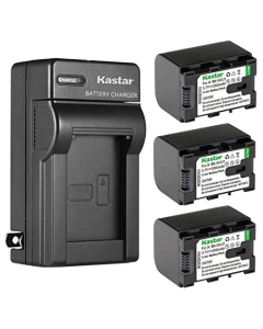 Kastar 3-Pack Battery and AC Wall Charger Replacement for JVC GZ-MG750RUC GZ-MG750U GZ-MG760 GZ-MG980 GZ-MG980-A GZ-MG980-R GZ-MG980-S GZ-MS110 GZ-MS110BEK GZ-MS110BEU GZ-MS110BU GZ-MS110BUC AA-VG1EUM