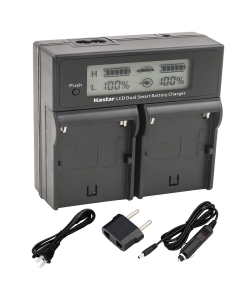 Kastar LCD Dual Smart Charger for NP-FM50 NP-FM55H and Sony CCD-TRV106 CCD-TRV108 CCD-TRV116 CCD-TRV118 CCD-TRV126 CCD-TRV128 CCD-TRV138 CCD-TRV150 CCD-TRV208 CCD-TRV218 CCD-TRV228 CCD-TRV250