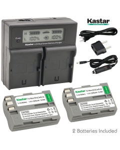 Kastar LCD Dual Fast Charger & 2 x Battery for Nikon EN-EL3e, ENEL3E, EN-EL3a, EN-EL3, MH-18, MH-18a and Nikon D50, D70, D70s, D80, D90, D100, D200, D300, D300S, D700 Cameras