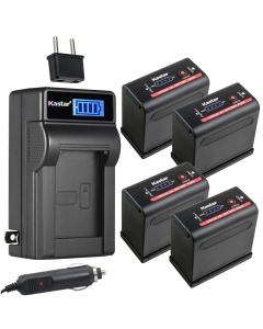 Kastar 4-Pack BP-980G Pro Battery and LCD AC Charger Compatible with Canon G1000, G1500, G2000, GL1 GL-1 DM-GL1, GL2 GL-2 DM-GL2, MV1, MV10 MV10i, MV20 MV20i, MV100 MV100i, MV200 MV200i, Optura