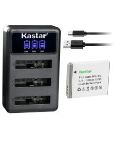 Kastar 1 Pack Battery and LCD Triple USB Charger Compatible with Canon NB-6L NB6L, NB-6LH Battery, Canon CB-2LY Charger, Canon PowerShot SX700 HS, PowerShot SX710 HS, IXUS 85 is, IXUS 95 is Camera