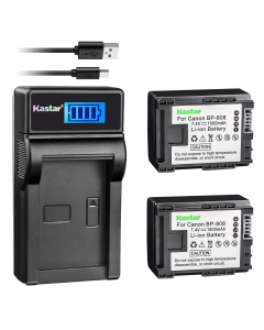 Kastar Battery (X2) & Slim LCD Charger for Canon BP-808 BP808 and VIXIA HF G10 G20 M30 M31 M32 M40 M41 M300 M400 S10 S11 S20 S21 S30 S100 S200 HF10 HF11 HF20 HF21 HF100 HF200 HG20 HG21 HG30 XA10