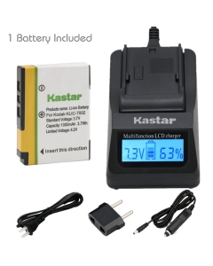 Kastar Fast Charger + KLIC-7002 Battery (1-Pack) for Kodak EasyShare V530, EasyShare V530 Zoom, EasyShare V603, EasyShare V603 Zoom Cameras