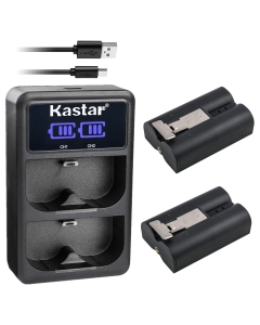 Kastar V4 Battery (2-Pack) and LCD Dual USB Charger Compatible with Ring V4, 8AB1S7 Battery, Ring Doorbell 2, Video Doorbell 2/3, Door View Cam, Spotlight Cam V4