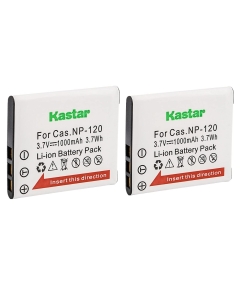Kastar 2-Pack Battery CNP-120 Replacement for Casio NP-120 CNP-120 Battery, Casio BC-120 Charger, Casio Exilim EX-Z900, Exilim EX-Z910, Exilim EX-ZS10, Exilim EX-ZS12, Exilim EX-ZS15 Camera