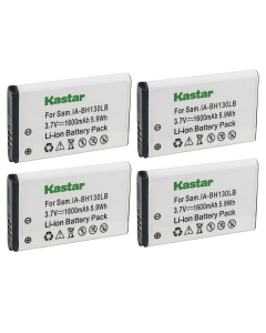 Kastar IA-BH130LB Battery 4-Pack Replacement for Samsung SMX-K45 SMX-K400 SMX-K442 HMX-U15 HMX-U15BN HMX-U15LN HMX-U20 HMX-U20BP HMX-W200TP HMX-U20BN/XAA HMXU20RNXAA HMX-W190 HMX-W200 Camera