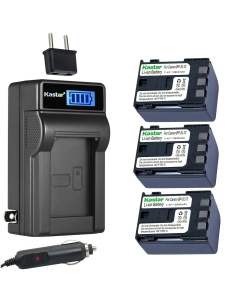 Kastar 3-Pack NB-2L12 Battery and LCD AC Charger Compatible with Canon Elura 80, Elura 85, Elura 90, FV500, FVM20, FVM30, FVM100, FVM200, iVIS HG10, iVIS HV20, iVIS HV30, Optura 30, Optura 40 Camera