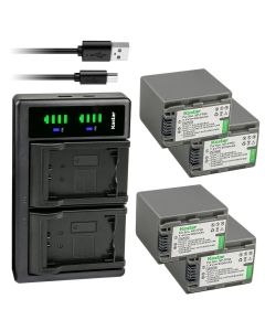 Kastar 4-Pack NP-FP90/FP91 Battery and LTD2 USB Charger Compatible with Sony DCR-SR100 HDR-HC3 HDR-HC3E DCR-DVD103 DCR-DVD105 DCR-DVD202 DCR-DVD203 DCR-DVD205 DCR-DVD304 DCR-DVD305 DCR-DVD403 Camera