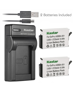 Kastar Battery 2 Pack and Slim USB Charger for GoPro ASBBA-001 Battery and Gopro Fusion 360-Degree Action Camera