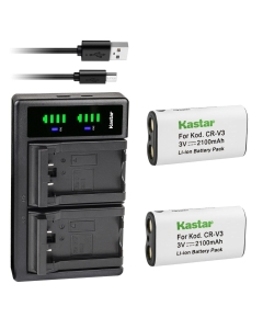 Kastar 2-Pack CR-V3 Battery and LTD2 USB Charger Replacement for Kodak EasyShare DX4530, DX4900, DX6340, DX6440, CD33, Z650 Zoom, Z663 Zoom, Z700, Z710, Z740, Z885, Z1275 Digital Camera