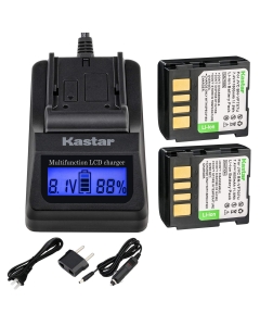 Kastar Fast Charger and Battery (2-Pack) for JVC BN-VF707 GR-D290 GR-D293 GR-D295 GR-D370 GR-D371 GR-D375 GR-D645 GR-DF570 GR-DF577 GR-DF590 GR-X5 GZ-MG40 GZ-MG47 GZ-MG50 GZ-MG57 GZ-MG67