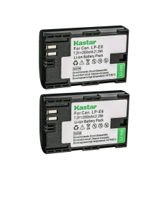Kastar 2-Pack LP-E6 Battery Replacement for Canon EOS R, EOS Ra, EOS R5, EOS R6, EOS 90D, XC10, XC15, EOS 5D Mark II, EOS 5D Mark III, EOS 5D Mark IV, EOS 5DS, EOS 5DS R Camera