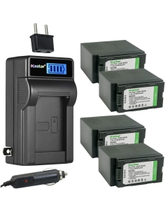 Kastar 4-Pack CGR-D54 Battery and LCD AC Charger Compatible with Panasonic AG-DVC180 AG-DVC180A, AG-DVX100, AG-DVX100A AG-DVX100AE AG-DVX100AP, AG-DVX100B AG-DVX100BE AG-DVX100BP, AG-DVX100E Camera