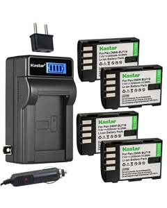 Kastar 4-Pack DMW-BLF19 Battery and LCD AC Charger Compatible with Panasonic DMW-BLF19, DMW-BLF19E, DMW-BLF19PP, DMC-643 Battery, Panasonic DMW-BTC10, DMW-BTC10E, DMW-BTC10G, DMW-BTC10PP Charger