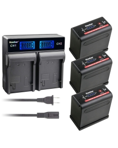 Kastar 3 Pack Battery and LCD Dual Charger Compatible with Canon XF200 XF205 XF300 XF305 XH-A1 HDV ES420V ES520A ES4000 ES5000 ES6000 ES6500V ES7000ES ES7000V ES8000V ES8100V ES8200V ES8400V ES8600