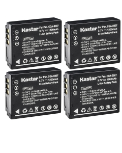 Kastar 4-Pack CGA-S007 Battery Replacement for Panasonic CGA-S007 CGA-S007A CGA-S007A/1B CGA-S007E, CGR-S007, DMW-BCD10 Battery, Panasonic DE-A26, DE-A45, DE-A45BC, DE-A46 Charger