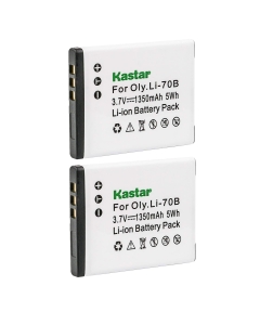 Kastar 3.7V 1350mAh Li-Ion Replacement Digital Camera Battery for Olympus FE-4020, FE-4040, X-940, Compatible Part Numbers: LI-70B (2 Pack)