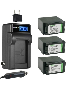 Kastar 3-Pack CGR-D54 Battery and LCD AC Charger Compatible with Panasonic NV-DS30 NV-DS30A NV-DS30EG, NV-DS50 NV-DS50A, NV-GX7 NV-GX7K, NV-MX5, NV-MX350 NV-MX350A NV-MX350B NV-MX350EN Camera
