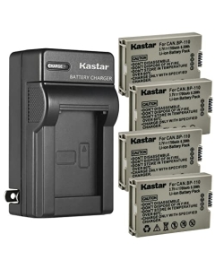 Kastar 4-Pack Battery and AC Wall Charger Replacement for Canon BP110 BP-110 BP110 Battery, CG-110 Charger, Canon VIXIA HF R20 HFR20, VIXIA HF R20 Red, VIXIA HF R20 Silver, VIXIA HF R200 HFR200 Camera