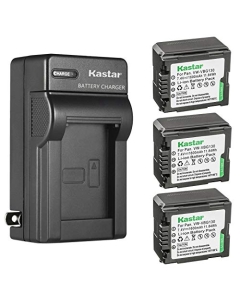 Kastar 3-Pack VW-VBG130 Battery and AC Wall Charger Replacement for Panasonic SDR-H90, SDR-H90K, SDR-H90P, SDR-H90PC, VDR-D50, VDR-D51, VDR-D210, VDR-D220, DMW-BLA13, VW-VBG070, VW-VBG130, VW-VBG260