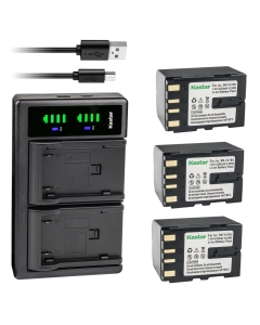 Kastar 3-Pack Battery and LTD2 USB Charger Replacement for JVC GR-DVL607, GR-DVL610, GR-DVL700, GR-DVL707, GR-DVL710, GR-DVL715, GR-DVL720, GR-DVL722, GR-DVL725, GR-DVL728, GR-DVL765, GR-DVL767