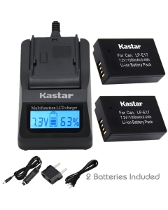 Kastar Ultra Fast Charger(3X Faster) Kit and Battery (2-Pack) for Canon LP-E17 Battery LC-E17, LC-E17C Charger and Canon EOS M3, EOS Rebel T6i, EOS Rebel T6s, EOS 750D, EOS 760D, EOS 8000D, Kiss X8i