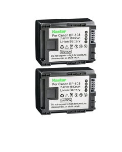 Kastar 2-Pack BP-808 Battery 7.4V 1500mAh Replacement for Canon BP-808, BP808, BP-809, BP809, BP-819, BP819, BP-827, BP827 Battery, Canon CG-800 Charger