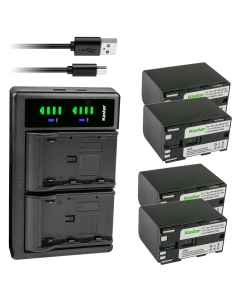 Kastar 4-Pack Battery and LTD2 USB Charger Replacement for Canon G1000, G1500, G2000, GL1 GL-1 DM-GL1, GL2 GL-2 DM-GL2, MV1, MV10 MV10i, MV20 MV20i, MV100 MV100i, MV200 MV200i, Optura, Optura Pi