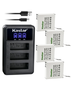 Kastar 4 Pack Battery and LCD Triple USB Charger Compatible with SJCAM SJ7 Star SJCAM SJ7B Battery and Charger, SJCAM SJ7 Star Sport Camera, SJCAM SJ7 Star 4K Ultra HD Action Camera
