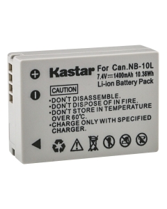 Kastar 1-Pack NB-10L Battery 7.4V 1400mAh Replacement for Canon NB-10L NB10L, NB-10LH NB10LH Battery, Canon CB-2LC Charger