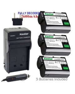 Kastar Battery (3-Pack) and Charger Kit for Nik EN-EL15, MH-25 Work with Nik DSLR D750 D7100, D7000, D800E, D800, D610, D600, 1 V1