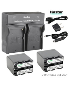 Kastar Dual Smart Fast Charger & 2 x Battery for Sony NP-QM91D NP-FM50 NP-QM71 NP-FM70 NP-FM90 and CCD-TRV328 338 DCR-DVD300 301 DCR-HC14 DCR-PC105 330E DCR-TRV70 80 250 260 Camera