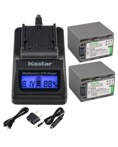 Kastar Ultra Fast Charger and Battery (2-Pack) Replacement for Sony NP-FP90 DCR-HC21 HC22 HC23 HC24 HC26 HC27 HC32 HC33 HC35 HC85 HC94 HC96 SR30 SR40 SR50 SR60 SR70 SR80 SR90 SR100 HDR-HC3 HDV-1080i