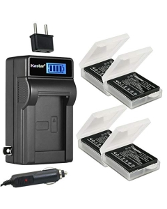Kastar 4-Pack Battery and LCD AC Charger Compatible with Panasonic CGA-S005E CGA-S005 CGR-S005 DMW-BCC12 DMW-BCC12PP Battery, Panasonic DE-A11 DE-A12 DE-A42 Charger, Lumix DMC- FX9, Lumix DMC- FX10
